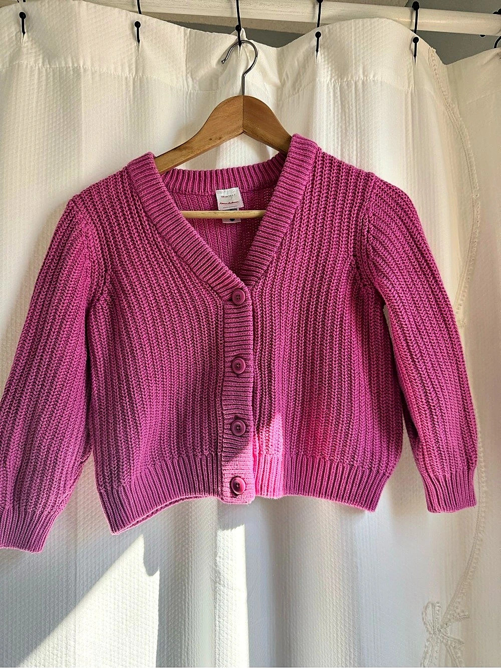 Hanna Andersson Girls Size 7 Cotton Cardigan Pink Like New